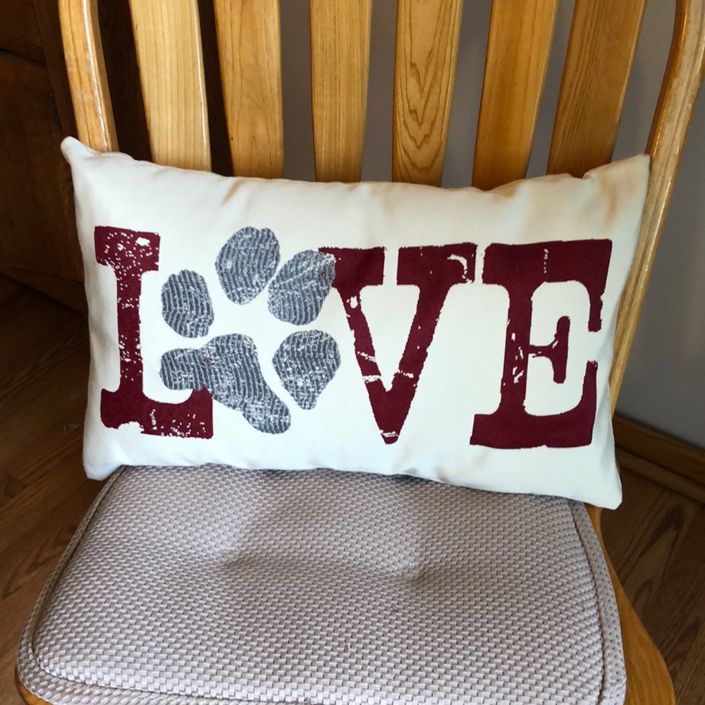 Decorative pillow - Love with dog paw.  Great shape